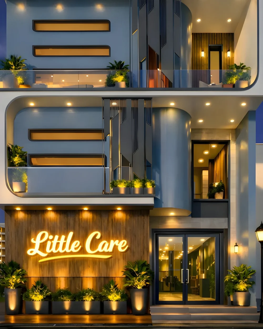 Paediatric clinic front elevation design zahir pir